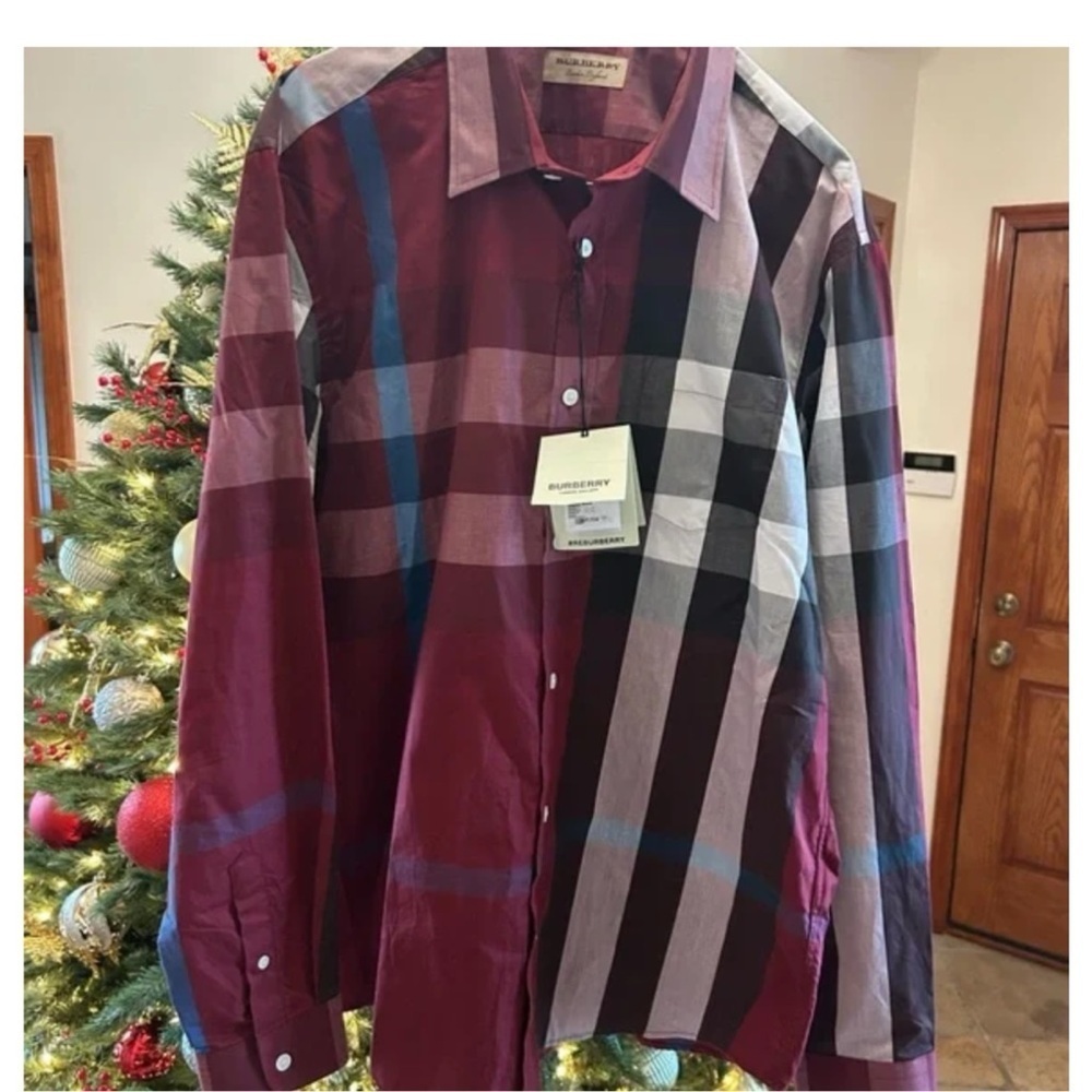 Burberry London England Men's Checkered Shirt - Red and Black size XL - Picture 2 of 7